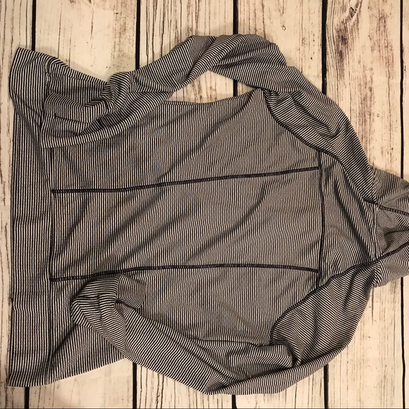 ATHLETA | Stripe Navy 3/4 zip Pullover Size Small - Picture 7 of 8